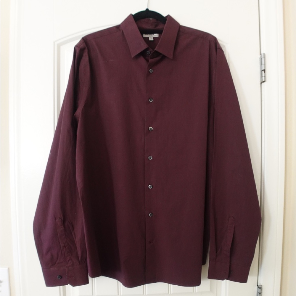 Express 1MX Fitted Dress Shirt - Burgundy (XL 17 - 17 1/2)